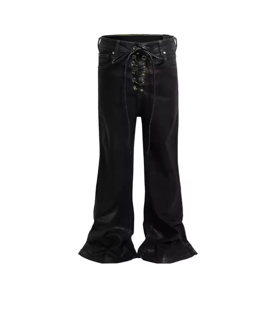 希少）black coating flare denim opium - メルカリ