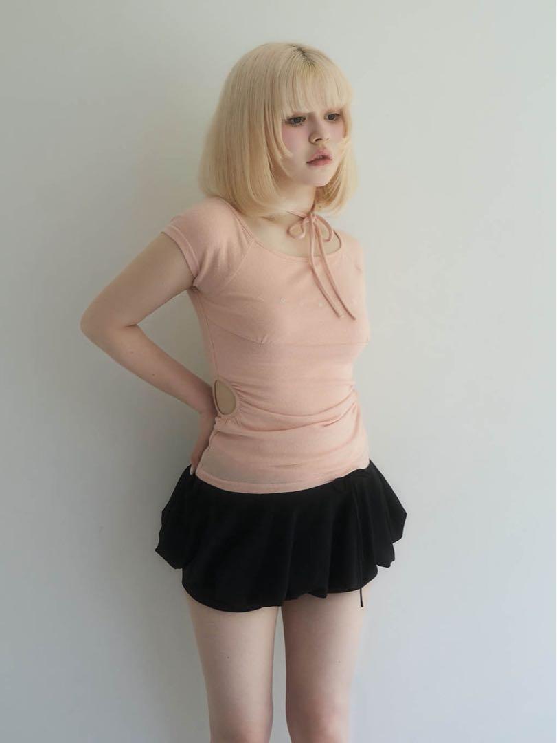 トップス Andmary Mary logo ribbon tops pink