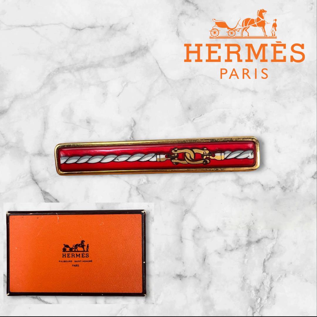 美品 HERMES エルメス エマイユ ブローチ タイピン 箱付き 美品 HERMES エルメス エマイユ ブローチ タイピン 箱付き