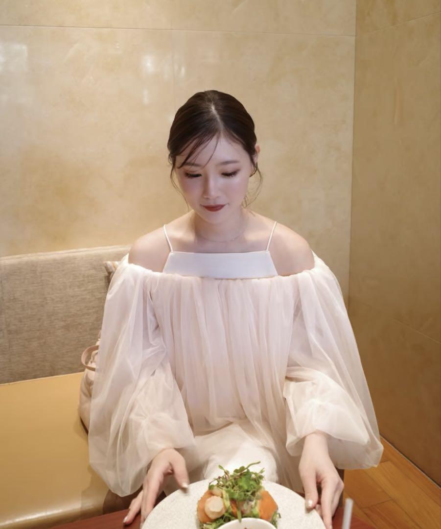 acka tulle shirring blouse