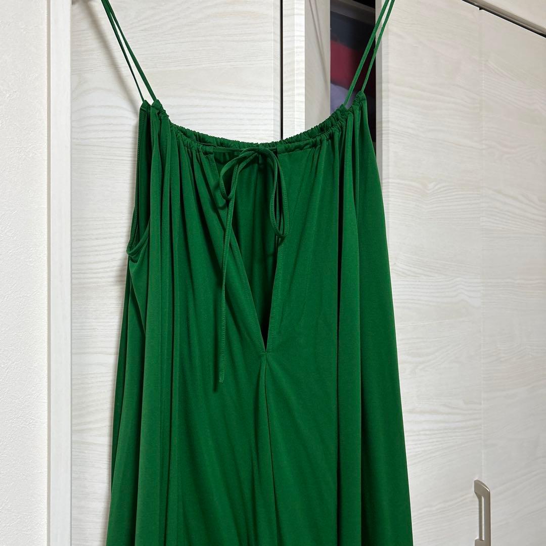 CABAN グリーン キャミワンピース ドローストリング