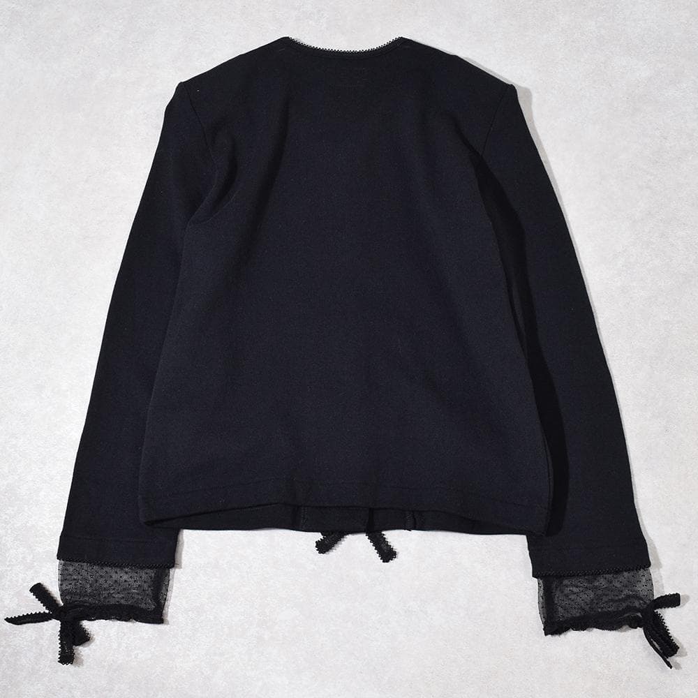 ワンダフルワールド カネコイサオ レース チュール リボン カーディガン 黒 ワンダフルワールド カネコイサオ レース チュール リボン カーディガン 黒