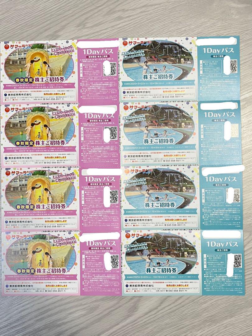 株主優待権サマーランド　1Dayパス 8枚セット