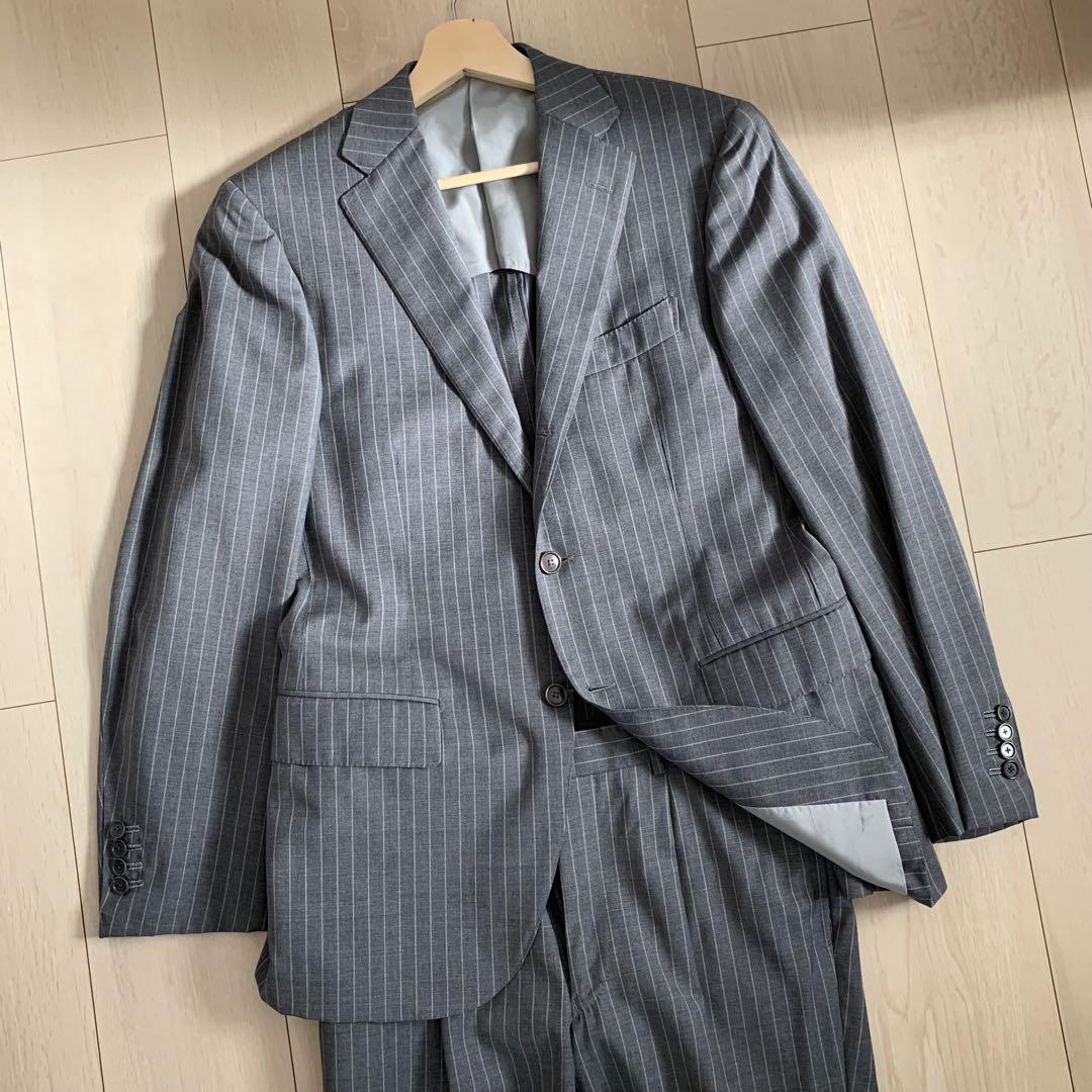 極美品 BEAMS F セットアップ スーツ ストライプ 背抜き 93 日本