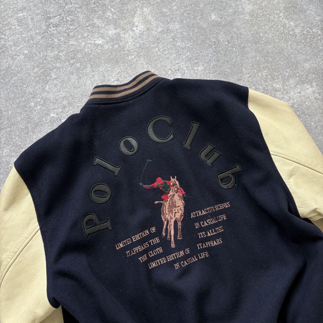 【Polo Club】ポロクラブ スタジャン 90s 袖レザー 刺繍 ビンテージ