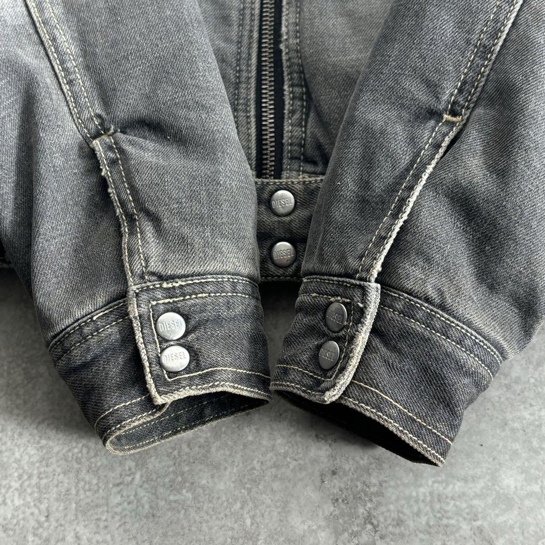 美品■DIESEL 【XL】ライダースジャケット ブラックデニム ダメージ加工.