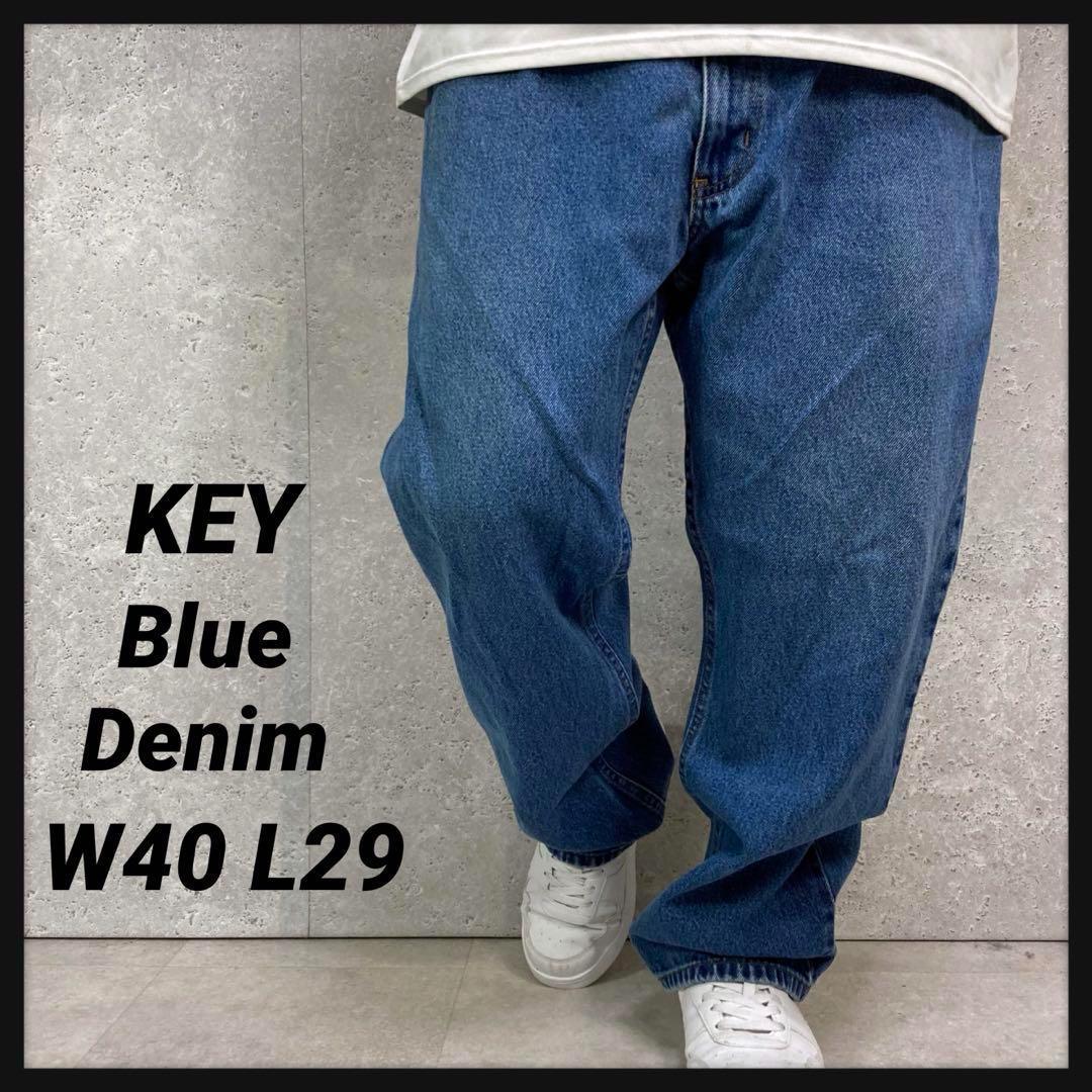 KEY キイ　ブルーデニム　ジーンズ　ビックサイズ　古着　W40 L29