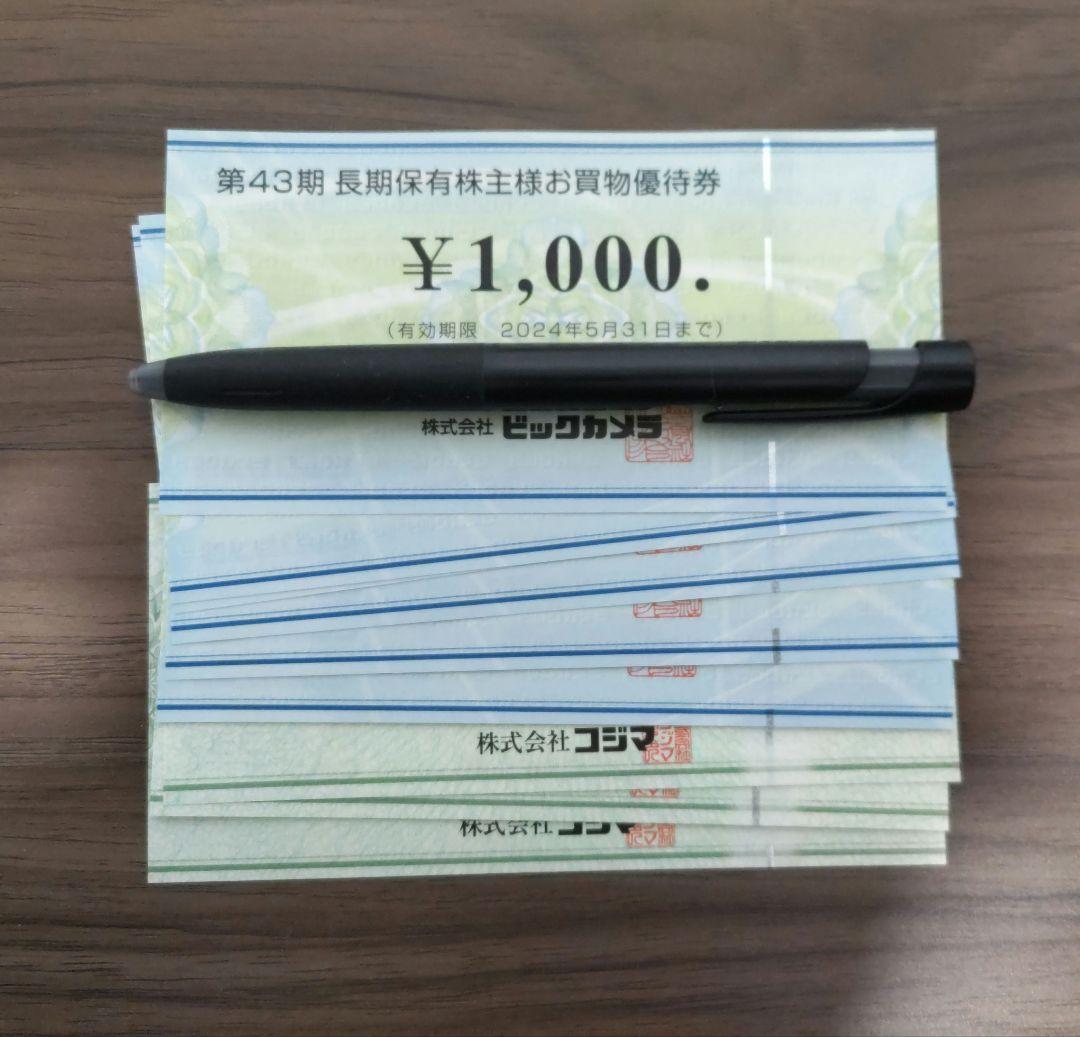 ビックカメラとコジマ株主優待券9000円分