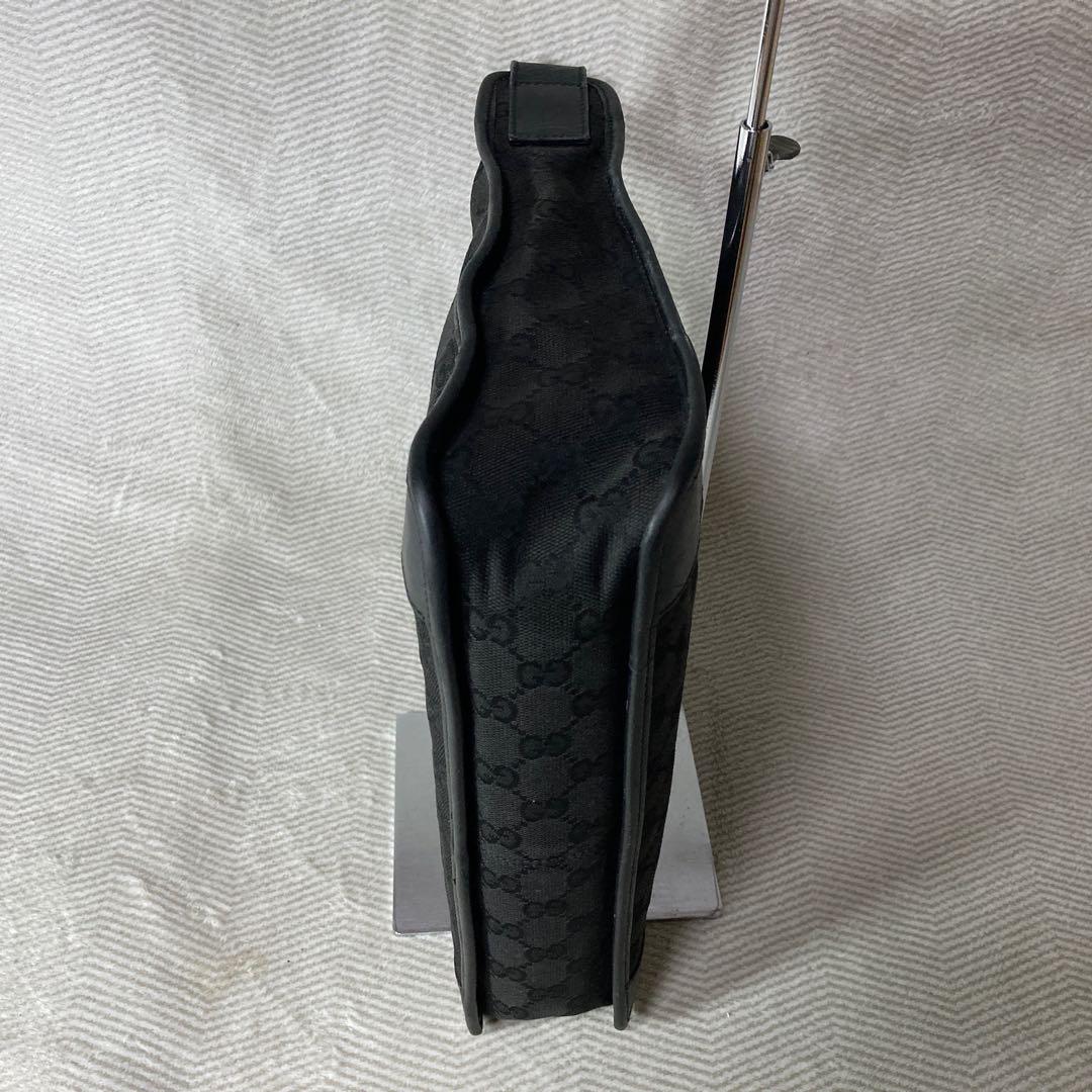GUCCI ショルダーバッグ GGキャンバス ブラック レザー キャンバス 画像10