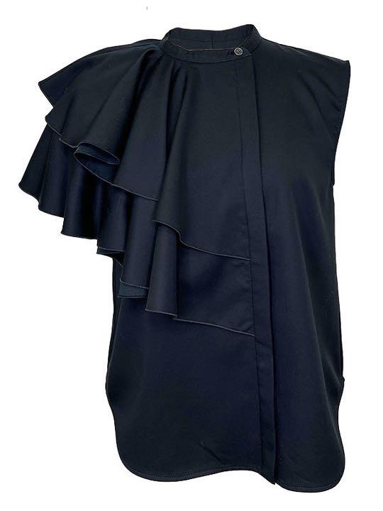 8279円 【超歓迎】 アシメフリルブラウス DARK NAVY