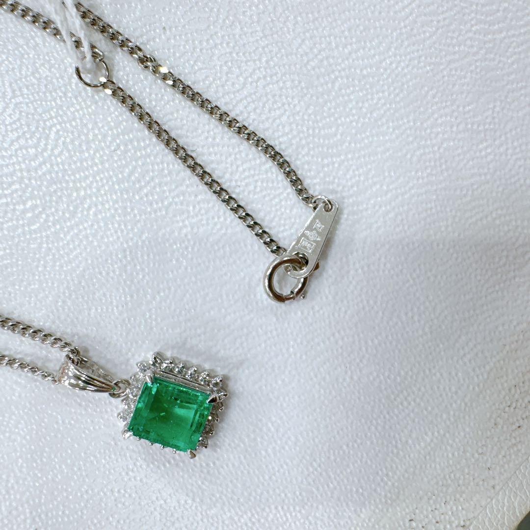 Ptエメラルド1.09ct&ダイヤ0.18ctネックレス 上質リユース品 Ptエメラルド1.09ct&ダイヤ0.18ctネックレス 上質リユース品