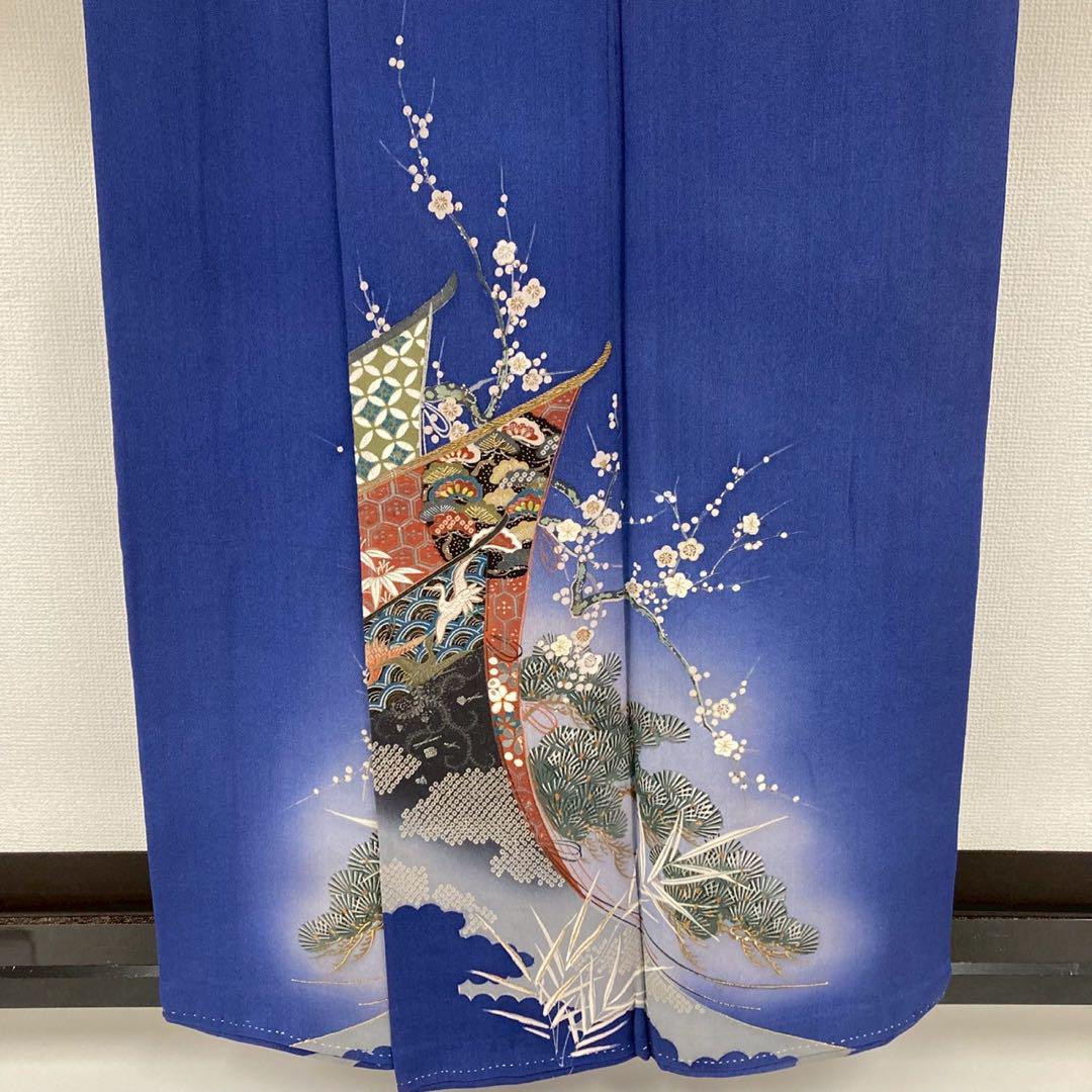 アンティーク着物 錦紗縮緬 色留袖 紅絹 一つ紋 着物 U-5843