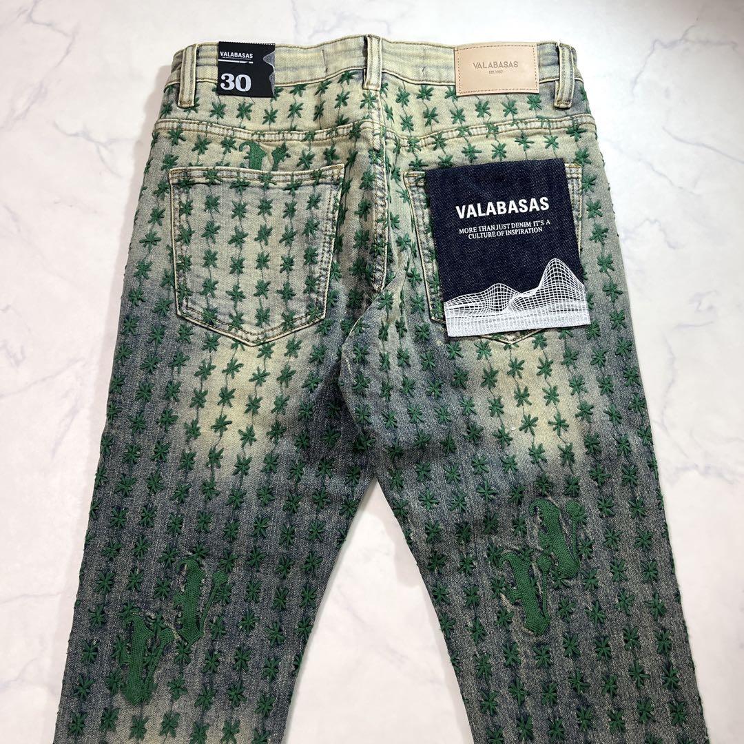 関税/送料込み【VALABASAS】パラシュートスキニージーンズ valabasasバラバサス スキニーデニム 刺繍 ヴィンテージ加工