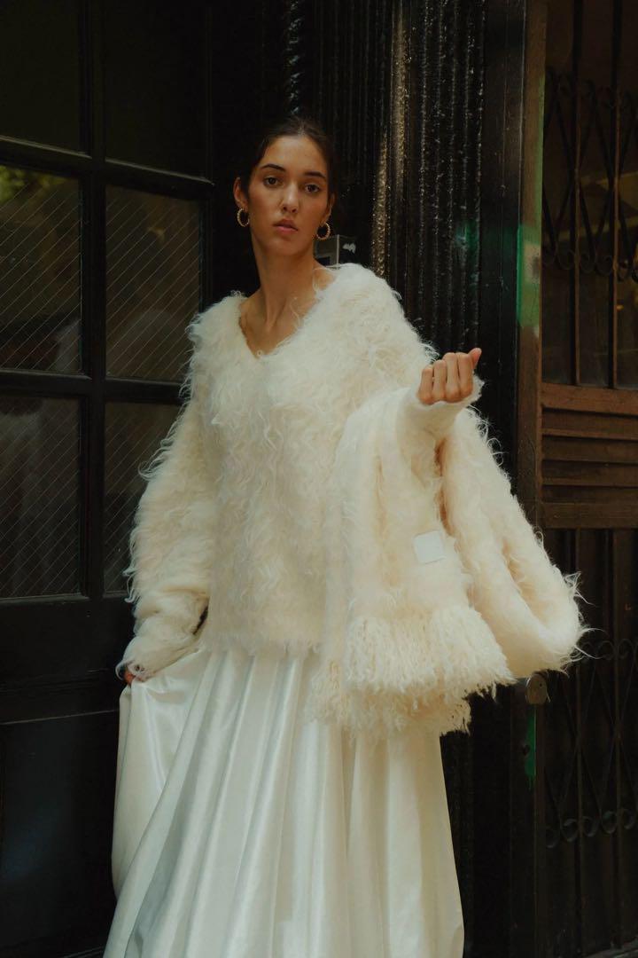 トップス THE TOE PIGALLE SHAGGY VNECK KNIT the toe PIGALLE SHAGGY VNECK KNIT pink