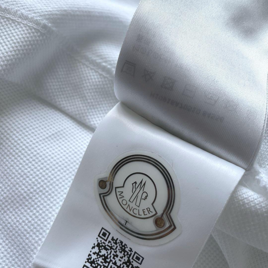 MONCLER モンクレール ポロシャツ XL ロゴ ホワイト 2022 MONCLER モンクレール ポロシャツ レディース 半袖 コットン
