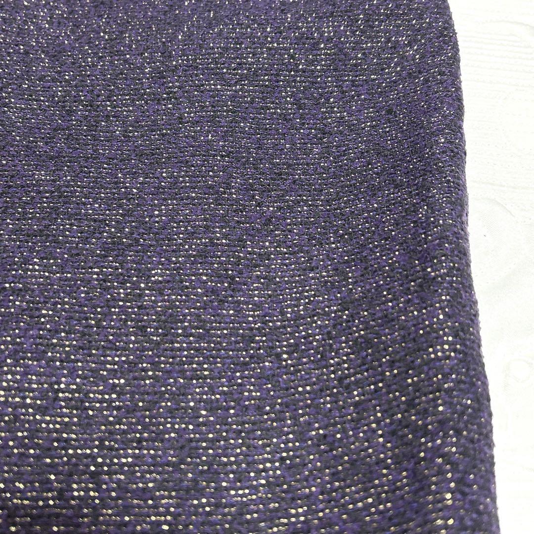 【美品】Christian Dior タイトスカート パープル ゴールドラメ L
