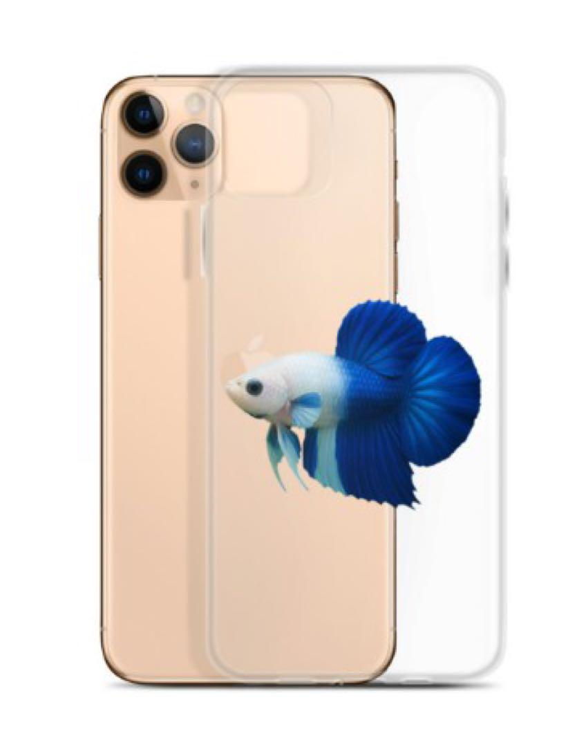 【匿名配送】iPhoneケース_ベタ（プラカット_バイカラー（青と白））