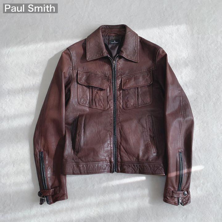 ポールスミス／Paul Smith シングルライダース ジャケット JKT アウター メンズ 男性 男性用レザー 革 本革 ブラック 黒 羊革 ラムレザー 変形