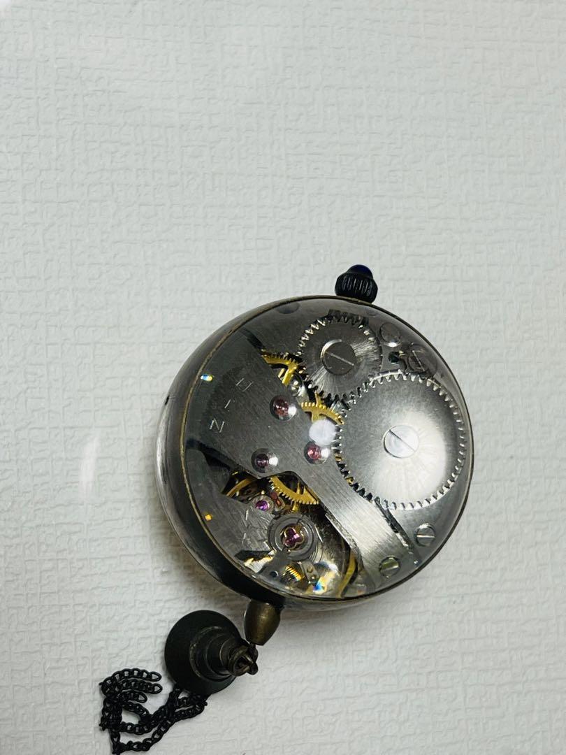 稼働品 OMEGA　オメガ　クリスタルボール　懐中時計　手巻き　裏スケルトン