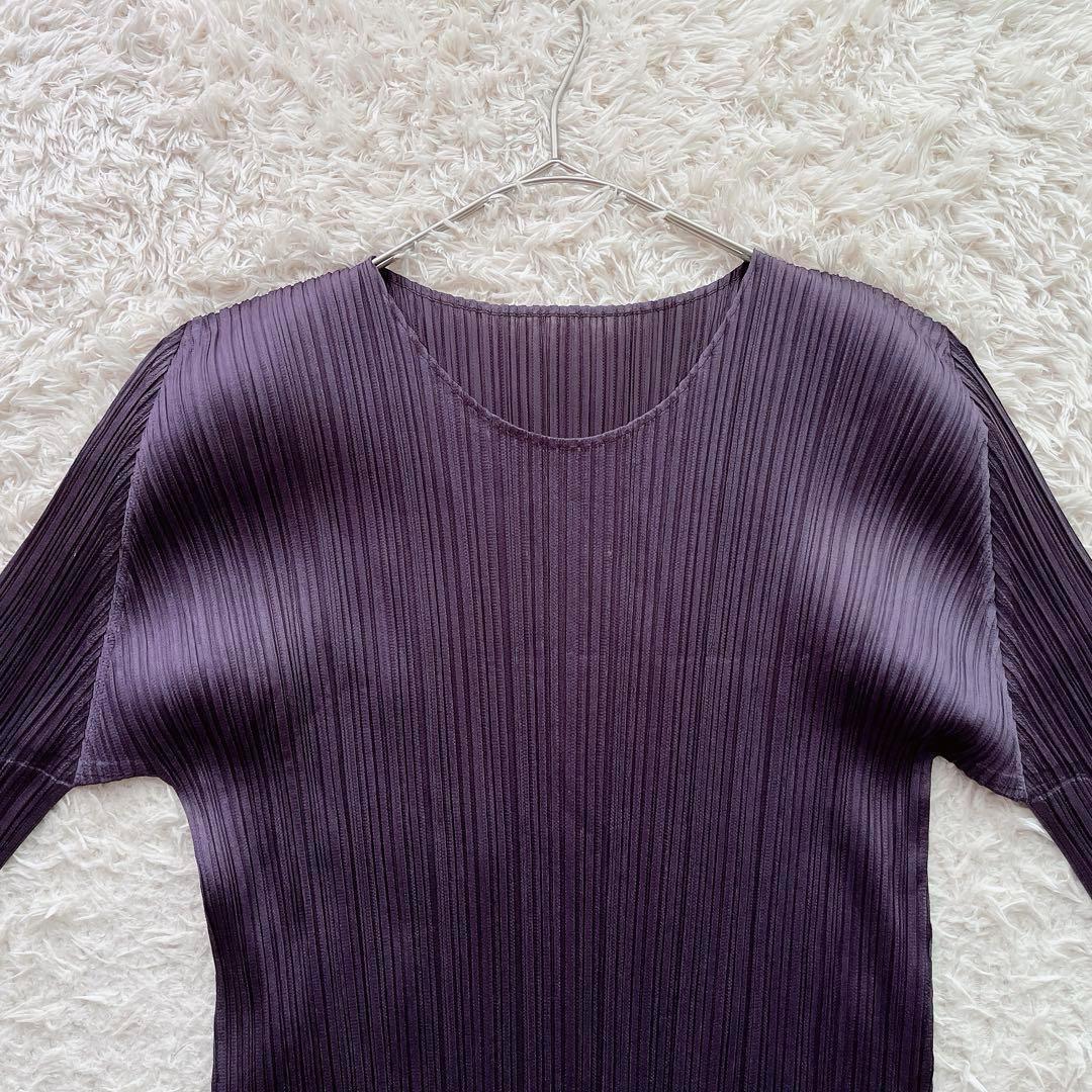 プリーツプリーズ ロングワンピース マキシ丈 長袖 パープル 3サイズ プリーツプリーズ ロングワンピース マキシ丈 長袖 パープル 3サイズ