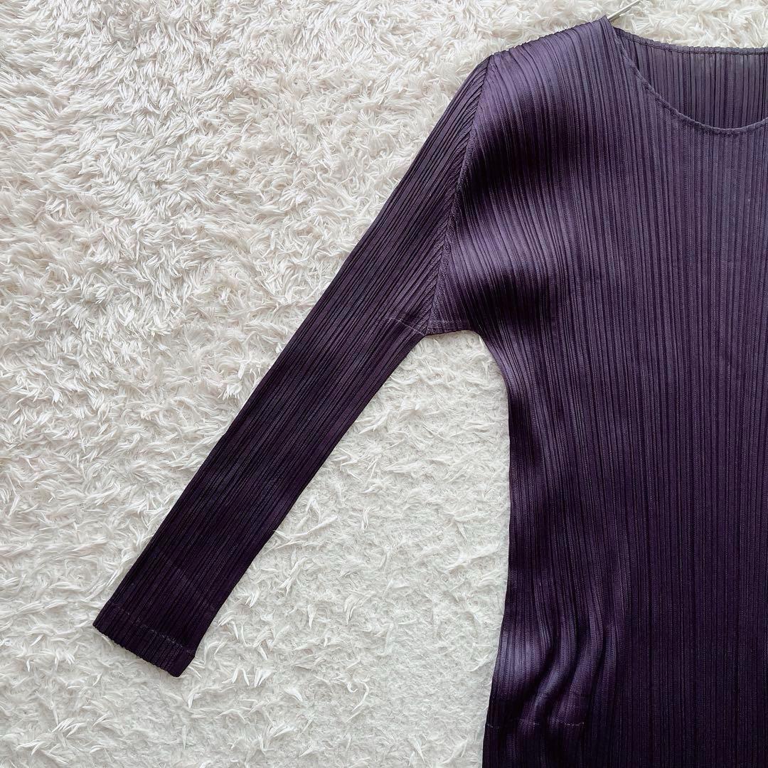 プリーツプリーズ ロングワンピース マキシ丈 長袖 パープル 3サイズ プリーツプリーズ ロングワンピース マキシ丈 長袖 パープル 3サイズ