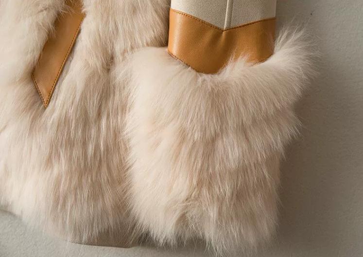 新品☆最高級フォックスファー付き☆ウォッシュレザー生地の