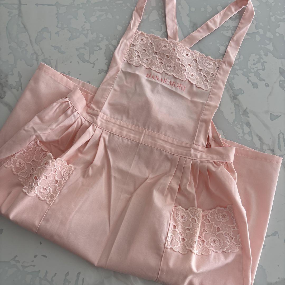 HANAEMORI エプロン ピンク ハイビスカス柄 HANAE MORI APRON 森英恵 エプロン レース 花柄 ピンク - メルカリ
