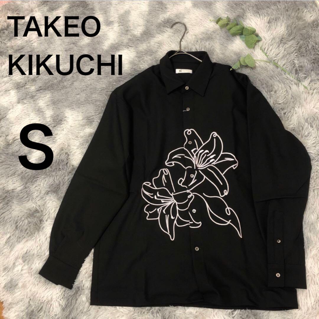 TAKEO KIKUCHI ラインプラントエンブロシャツ レディース ブラックS