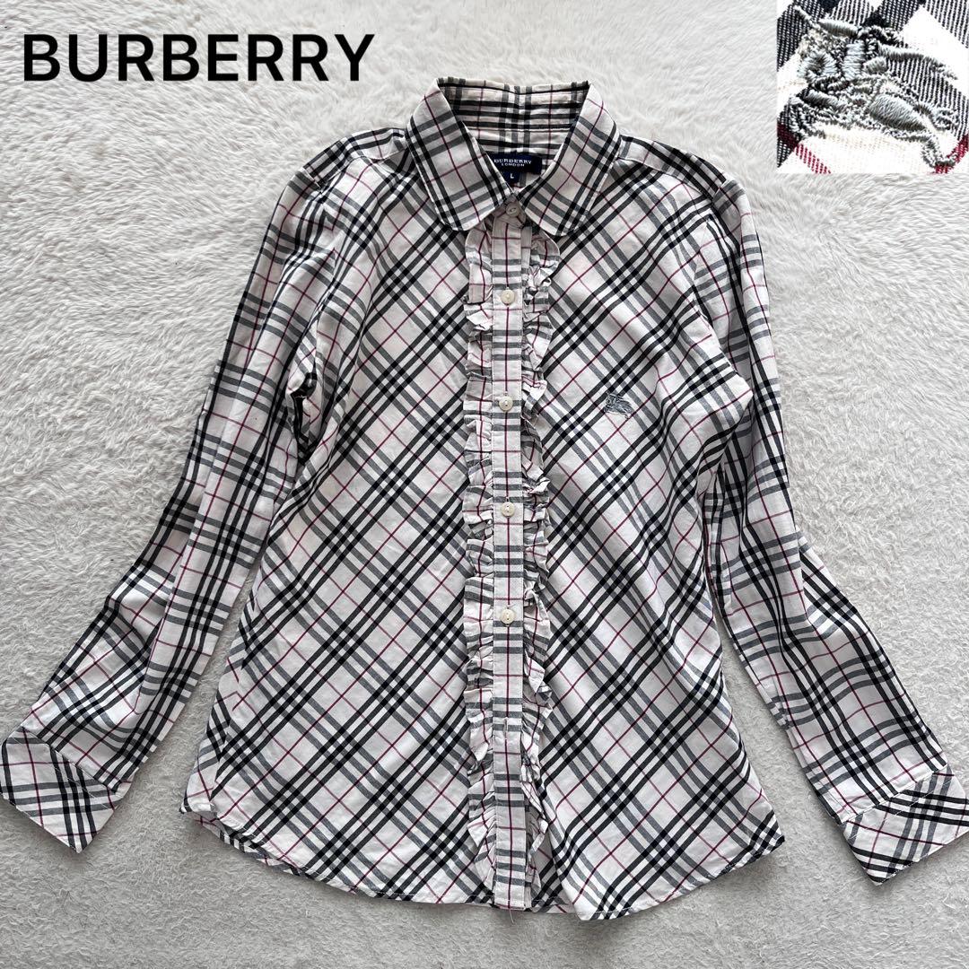 バーバリーロンドン　シャツ　ブラウス　白　ホワイト　ノバチェック　ホースロゴ 美品✨BURBERRY バーバリー シャツ ブラウス ノバチェック