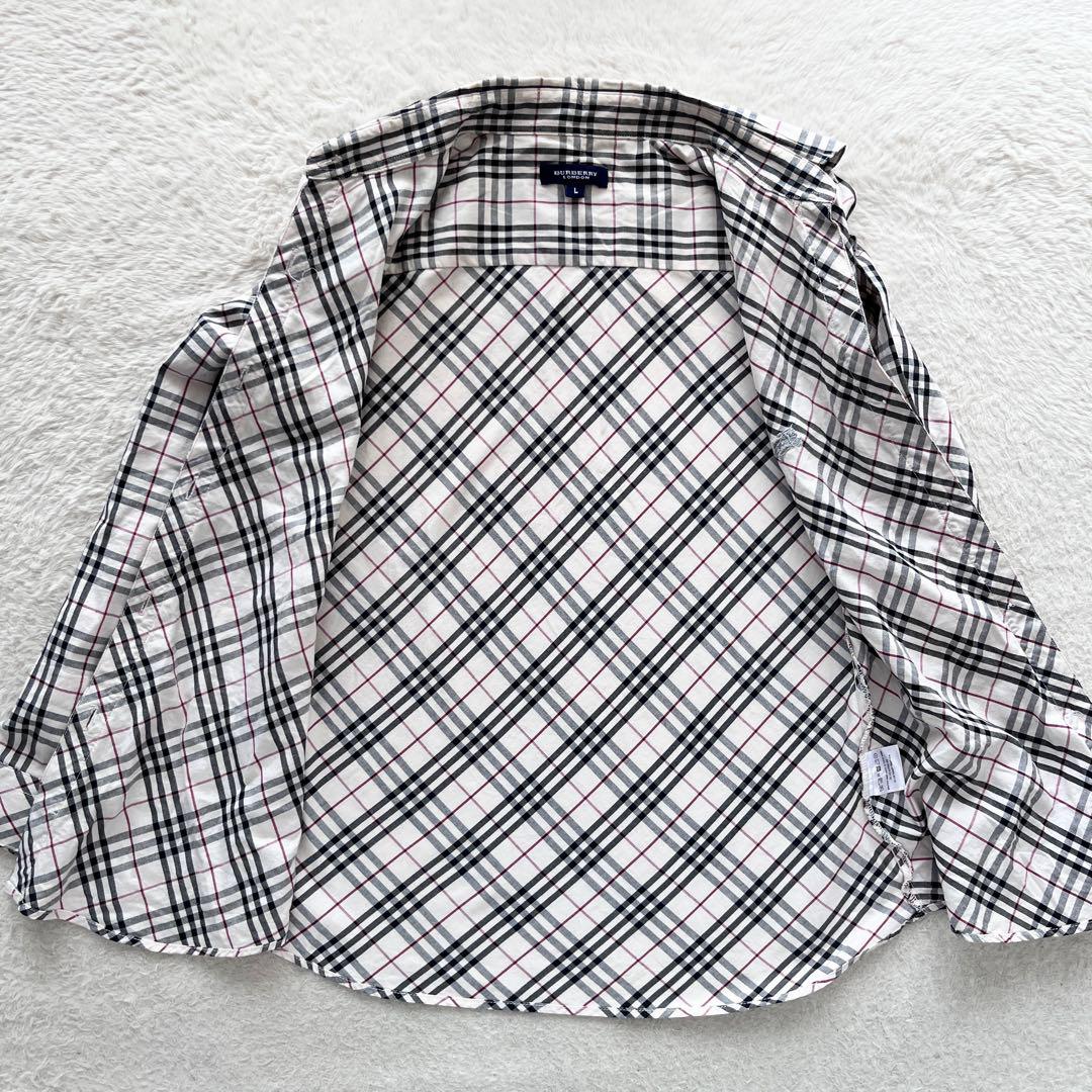 バーバリーロンドン　シャツ　ブラウス　白　ホワイト　ノバチェック　ホースロゴ 美品✨BURBERRY バーバリー シャツ ブラウス ノバチェック
