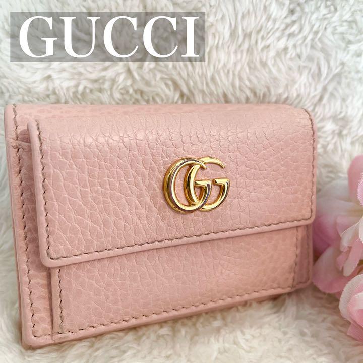 安い 激安 プチプラ 高品質 GUCCI 折り財布 GGマーモント ピンク 贈り物 GUCCI グッチ ビジュー ピンク 財布 折り財布 マーモント GG 折り財布