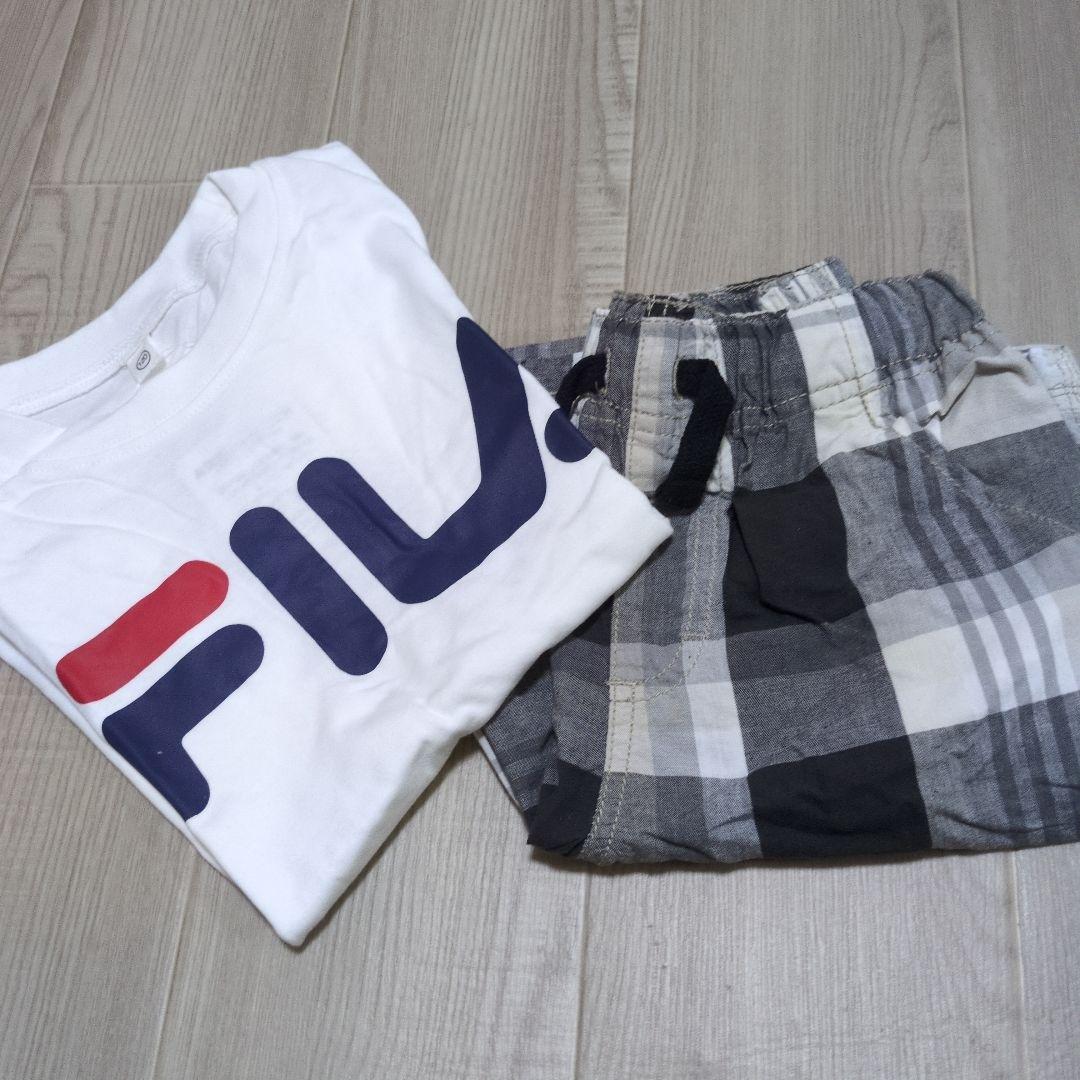 FILA チェック柄 Tシャツ スカート セット FILA Tシャツとチェック柄ショートパンツセット - メルカリ