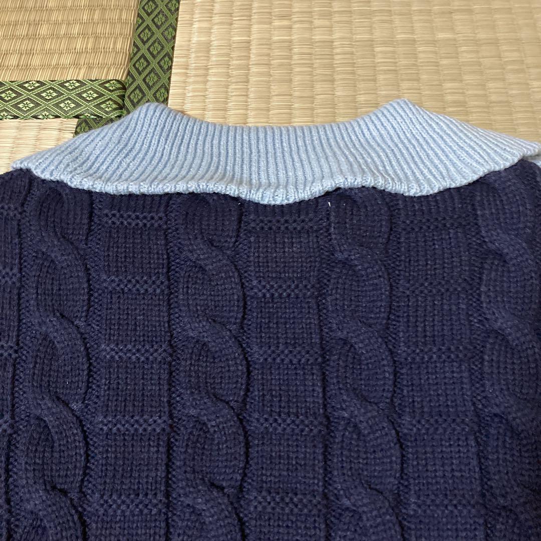 epine big ribbon collar knit navy blue
