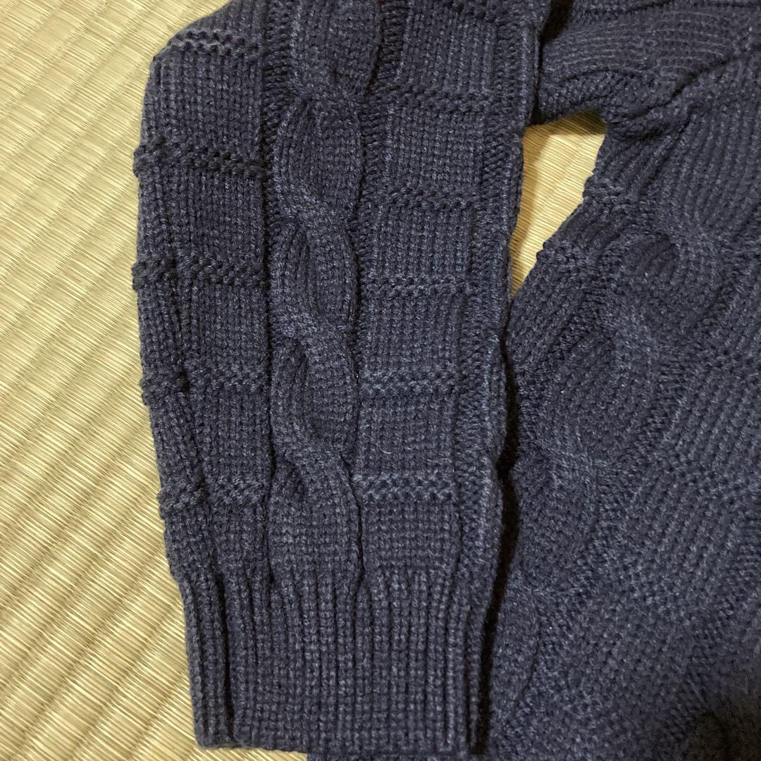 epine big ribbon collar knit navy blue