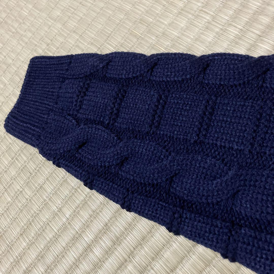 epine big ribbon collar knit navy blue