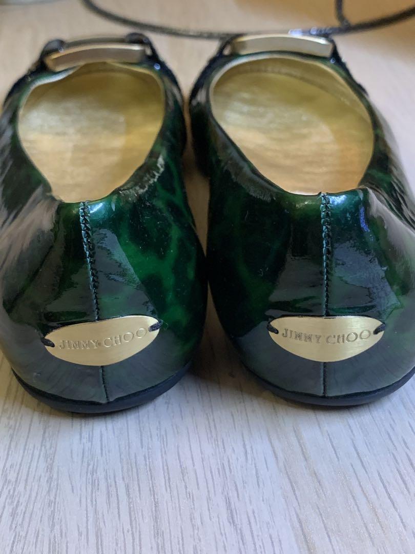Jimmy choo Morse ballet flats 22cmエナメル 緑 画像6