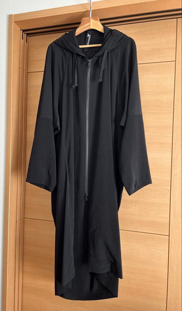 楽一番　Ground Y デシン素材 ブラック フード付き ロングＪＫ