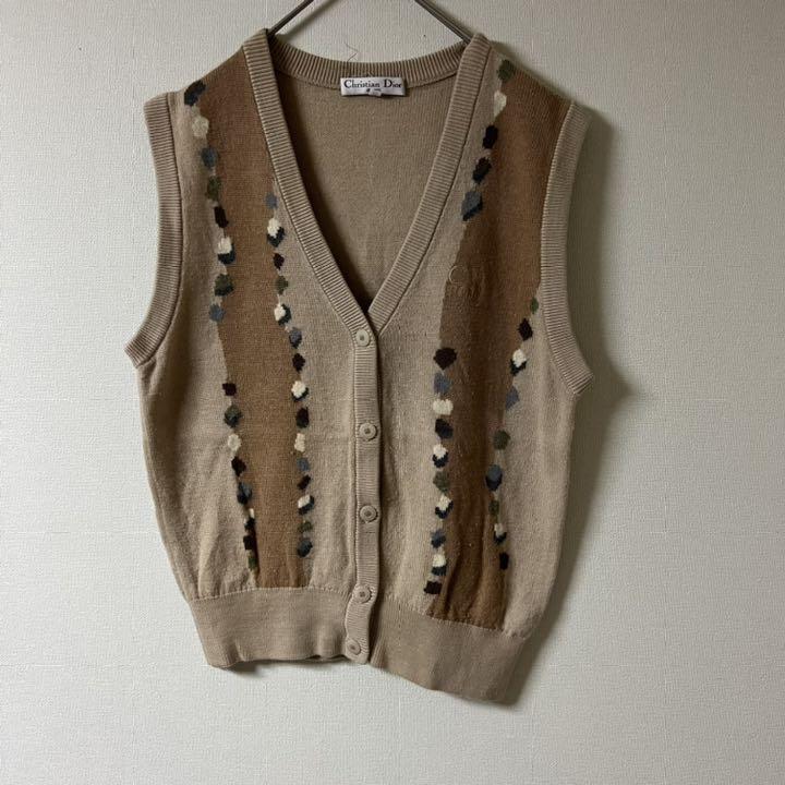 90s Christian Dior CDロゴ ニットベスト M ベージュ ≪超目玉☆12月≫ 90s Christian Dior CDロゴ ニットベスト M ベージュ ≪超目玉☆12月≫