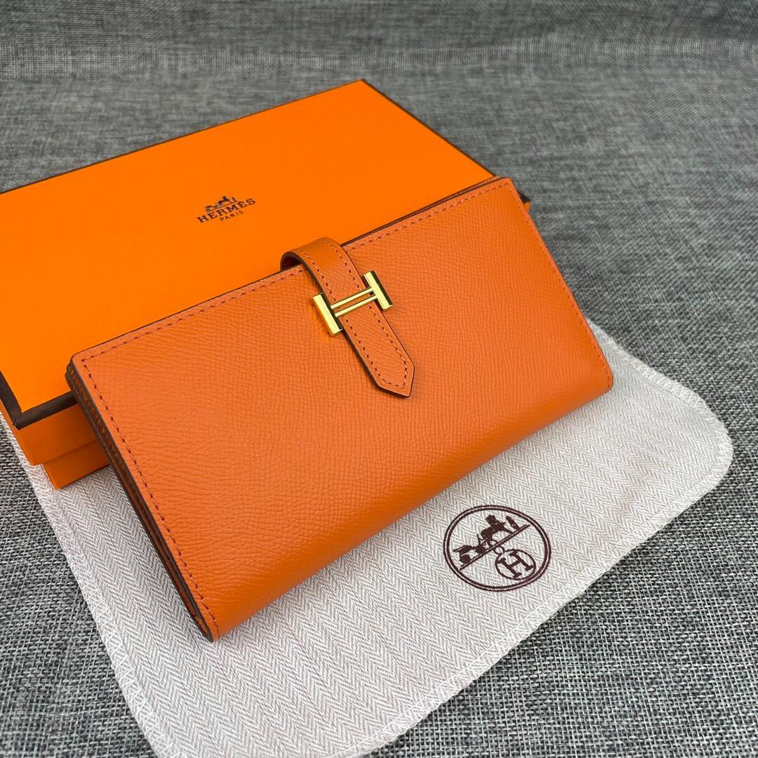 極美品 ⭐️HERMES 大人気 オレンジ レザー 長財布