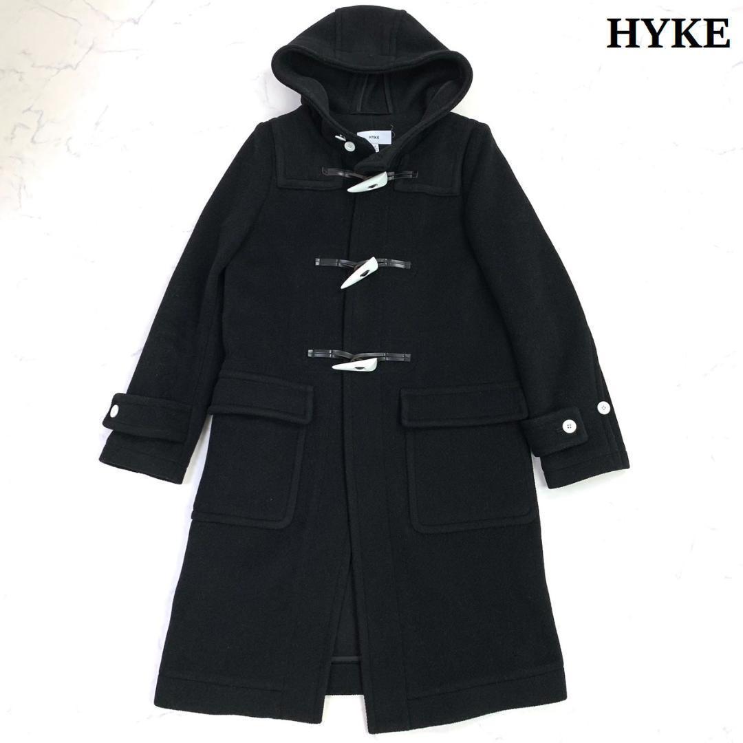 名品♡HYKE ハイク メルトンウール ダッフルコート 白トグル ヘリンボーン 贅沢 HYKE】ハイク ダッフルコート ヘリンボーン 白トグル