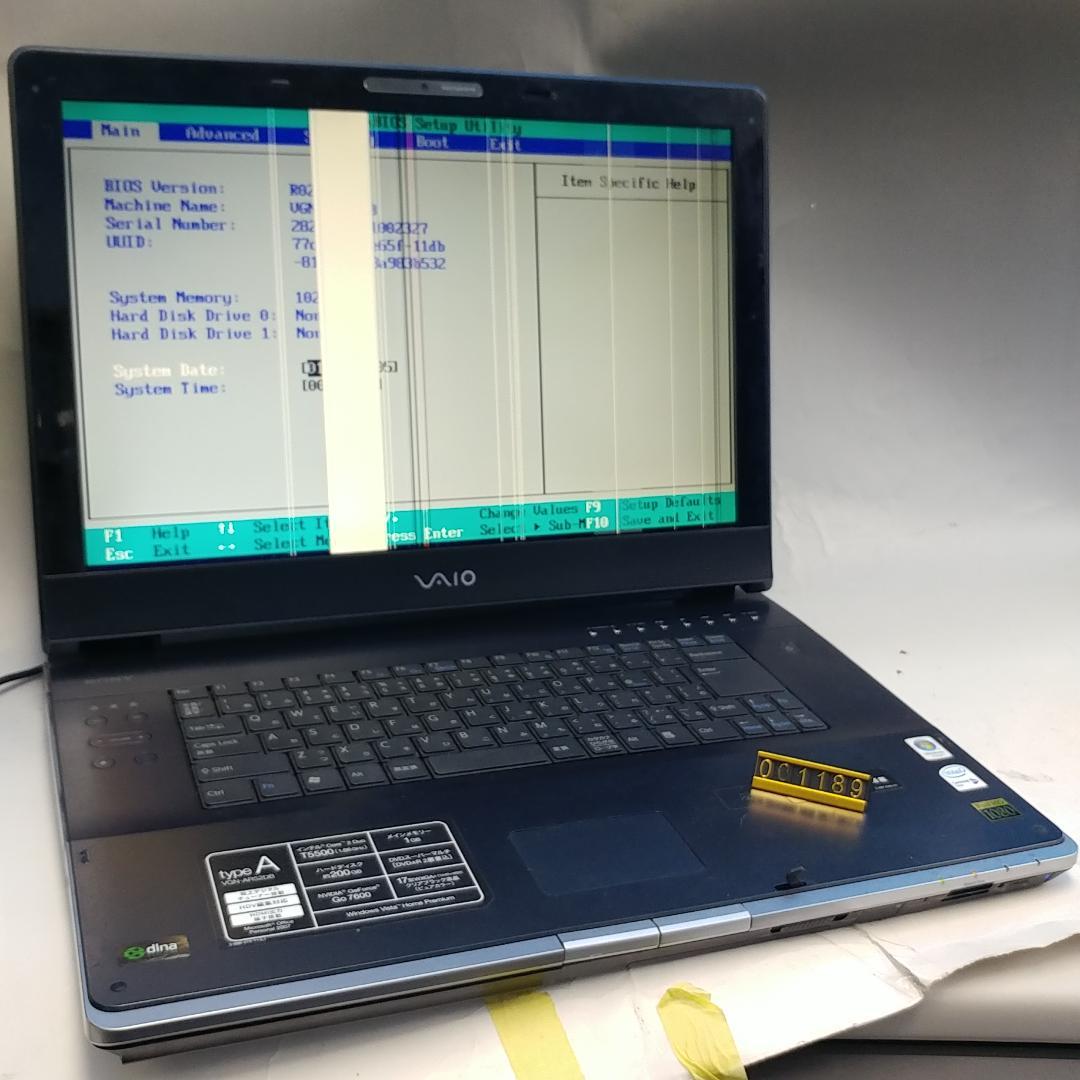 SONY PCG-8X1N(VGN-AR92S) 17インチ　メモリ有　HDD無