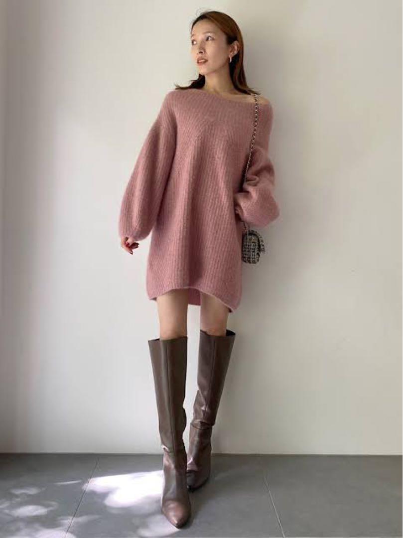 【タグ付未使用】snidel ラクーンミニニットワンピース　グリーン　今季 Fubail / ラクーンミニニットワンピース