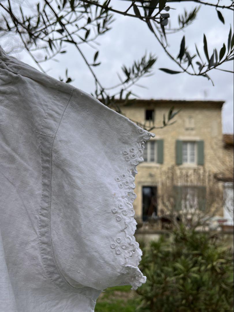 ひと雫◆フランスアンティーク｜美品フリルスモックゆったりワンピース