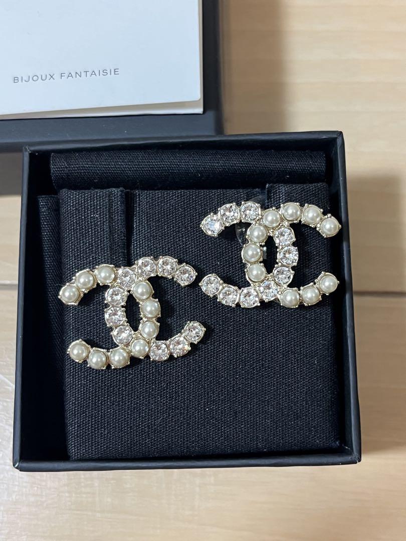 Chanel シャネル ストラス パール ピアス ccロゴ