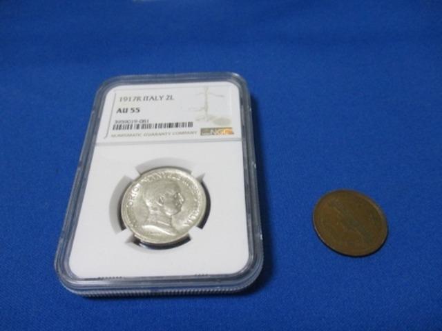 新作からSALEアイテム等お得な商品満載 イタリア AU55／ 2リラ銀貨☆1917年R／準未使用／クアドリガ／NGC コレクション