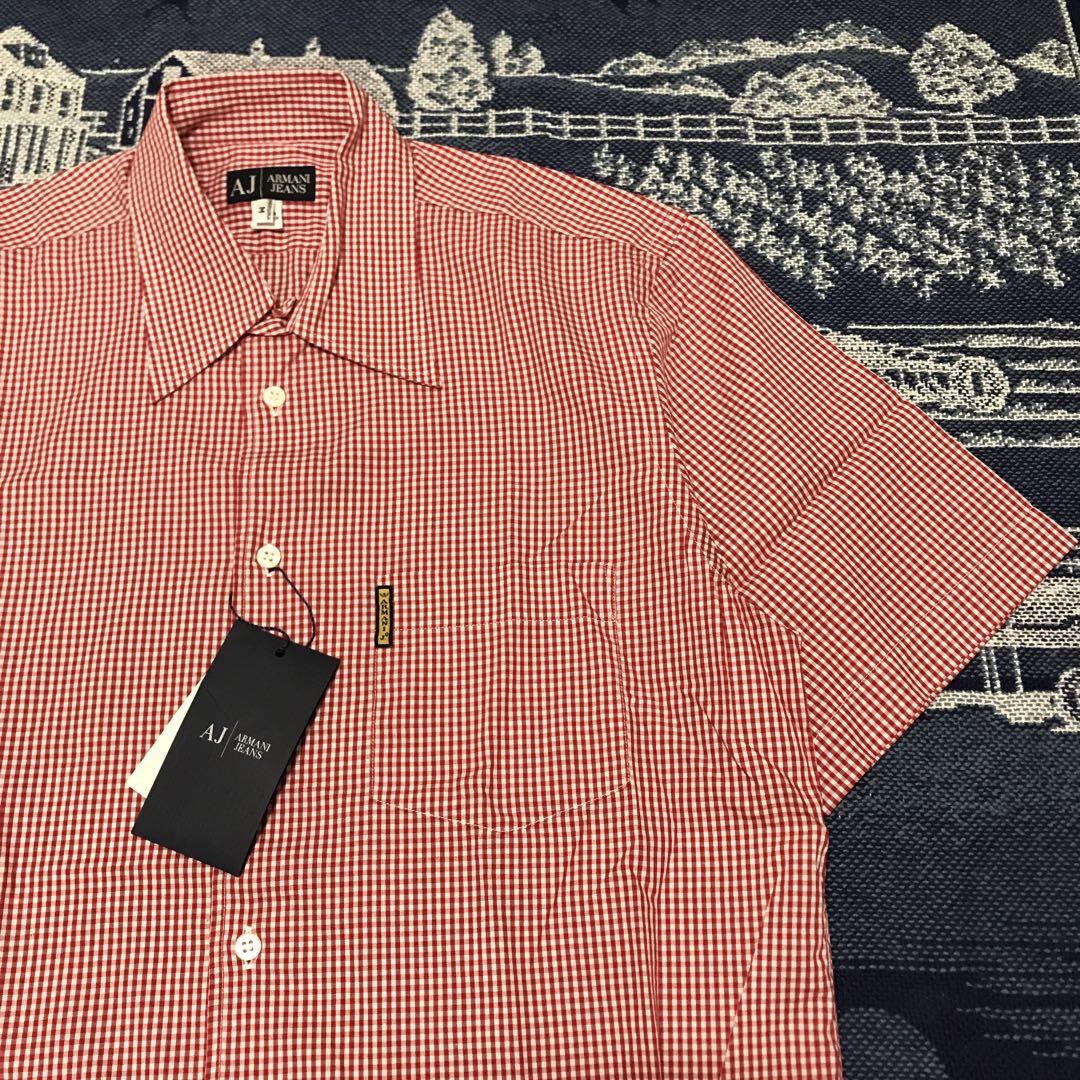 armani jeans アルマーニ　ジーンズ　半袖シャツ　チェックシャツ