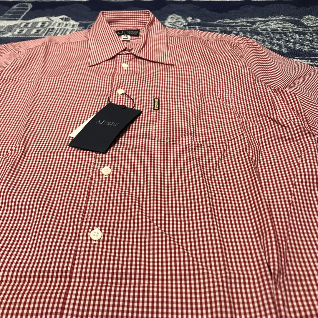 armani jeans アルマーニ　ジーンズ　半袖シャツ　チェックシャツ