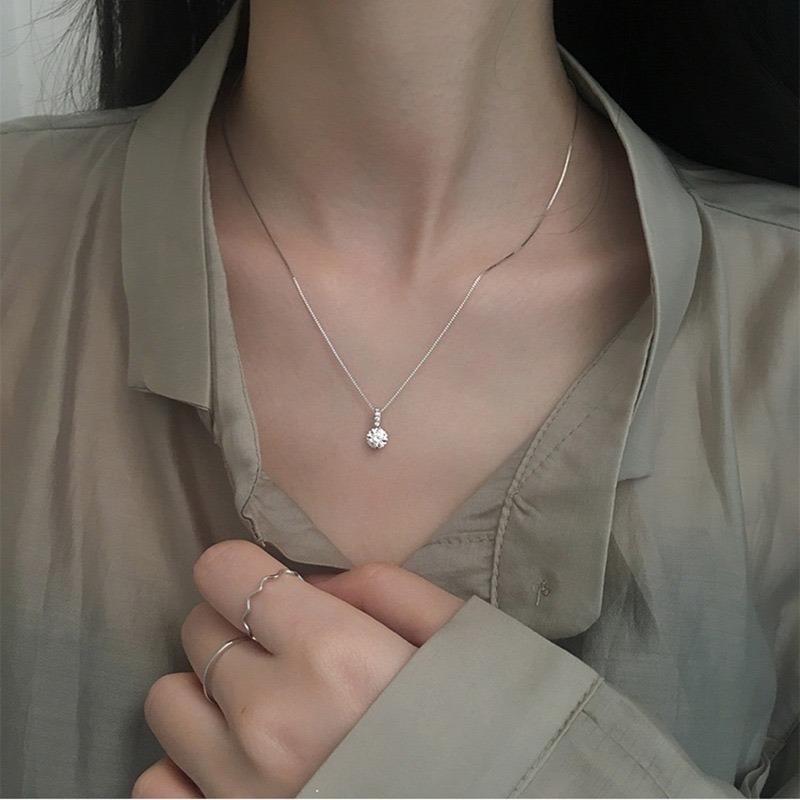 シルバー925 プラチナコート ネックレス 一粒石 ✨最高級✨CZ