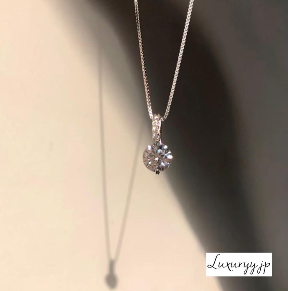 【待望★】 プラチナコート シルバー925 ネックレス ✨最高級✨CZ 一粒石 アクセサリー