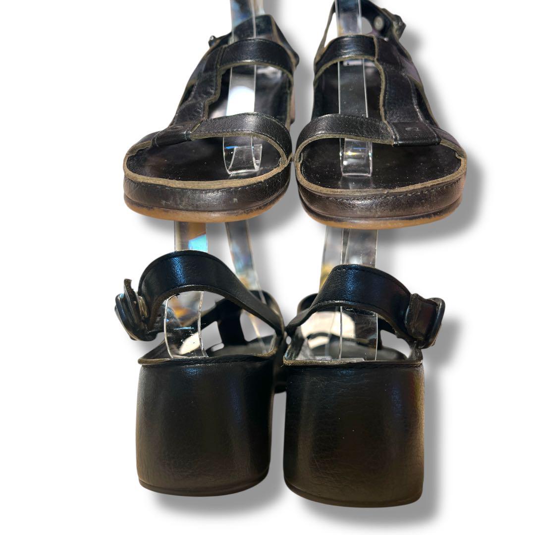 美品■SAYA サヤ【23.5】本革 レザー バッグストラップ サンダル 黒 美品☆SAYA/サヤ オールレザー バックストラップ サンダル 黒(M